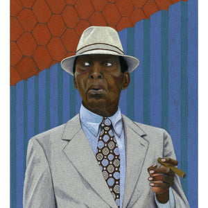 A very stylish black gentleman wearing a hat, seen in Brooklyn. Giclee Print.