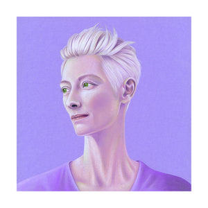 Tilda Swinton Illustration (Colour Pencil on lilac card) Giclée Print