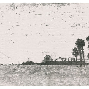 Monoprint of Santa Monica Pier, California. Available as a Giclee Print.