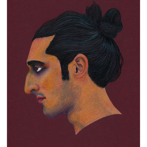 A portrait of a man in profile, seen in Brooklyn, New York. Available as a Giclee Print.
