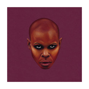 A portrait of Skunk Anansie front woman, Skin. Colour Pencil on Card. Available as a Giclee Print.