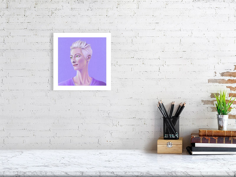 Tilda Swinton Illustration (Colour Pencil on lilac card) Giclée Print