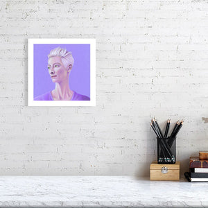 Tilda Swinton Illustration (Colour Pencil on lilac card) Giclée Print