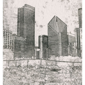 A monoprint of Lurie Garden in Chicago. Artwork available as a Giclee Print.