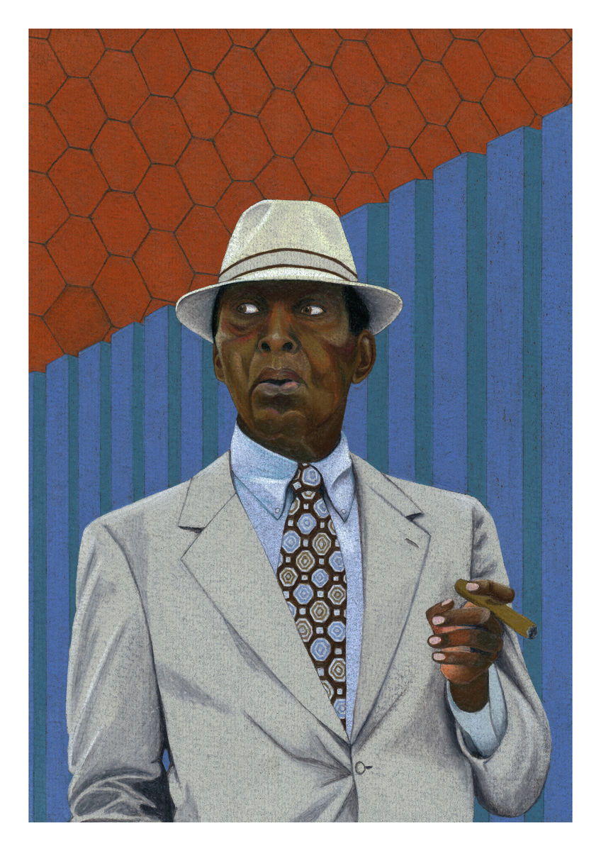 A very stylish black gentleman wearing a hat, seen in Brooklyn. Giclee Print.